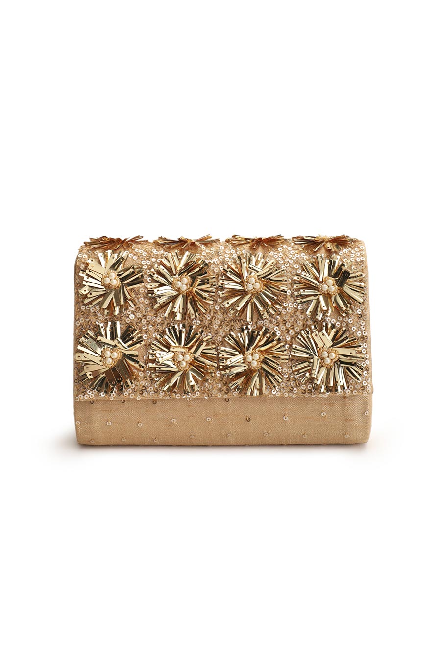 Gold Sparkles Hand-Embroidered Clutch