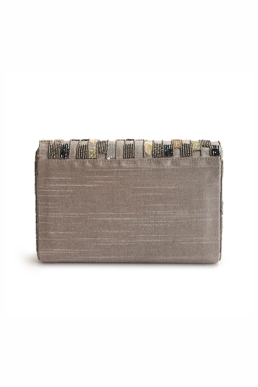 Grey Jing Bang Hand-Embroidered Clutch