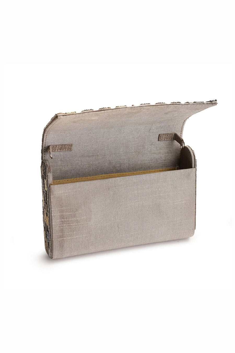 Grey Jing Bang Hand-Embroidered Clutch