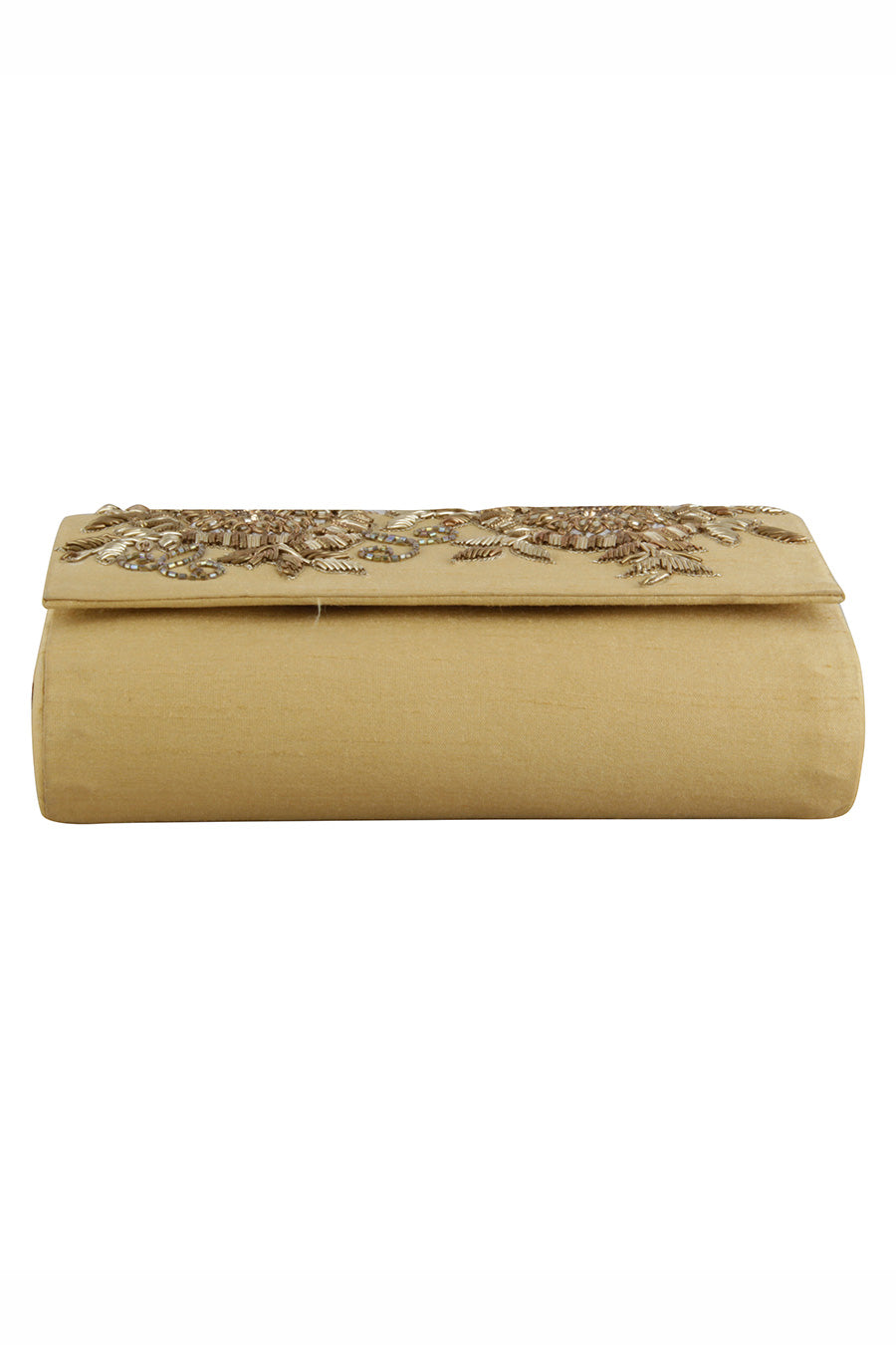 Mustard Gold Hand-Embroidered Clutch