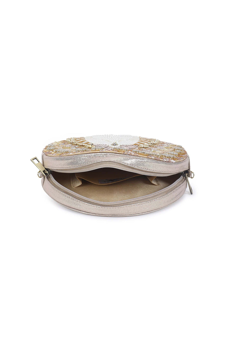 Silver Dancing Peacock Hand-Embroidered Clutch