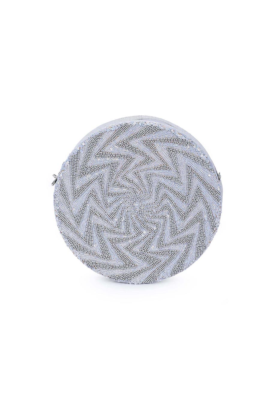 Light Blue Thunderstrike Hand-Embroidered Clutch