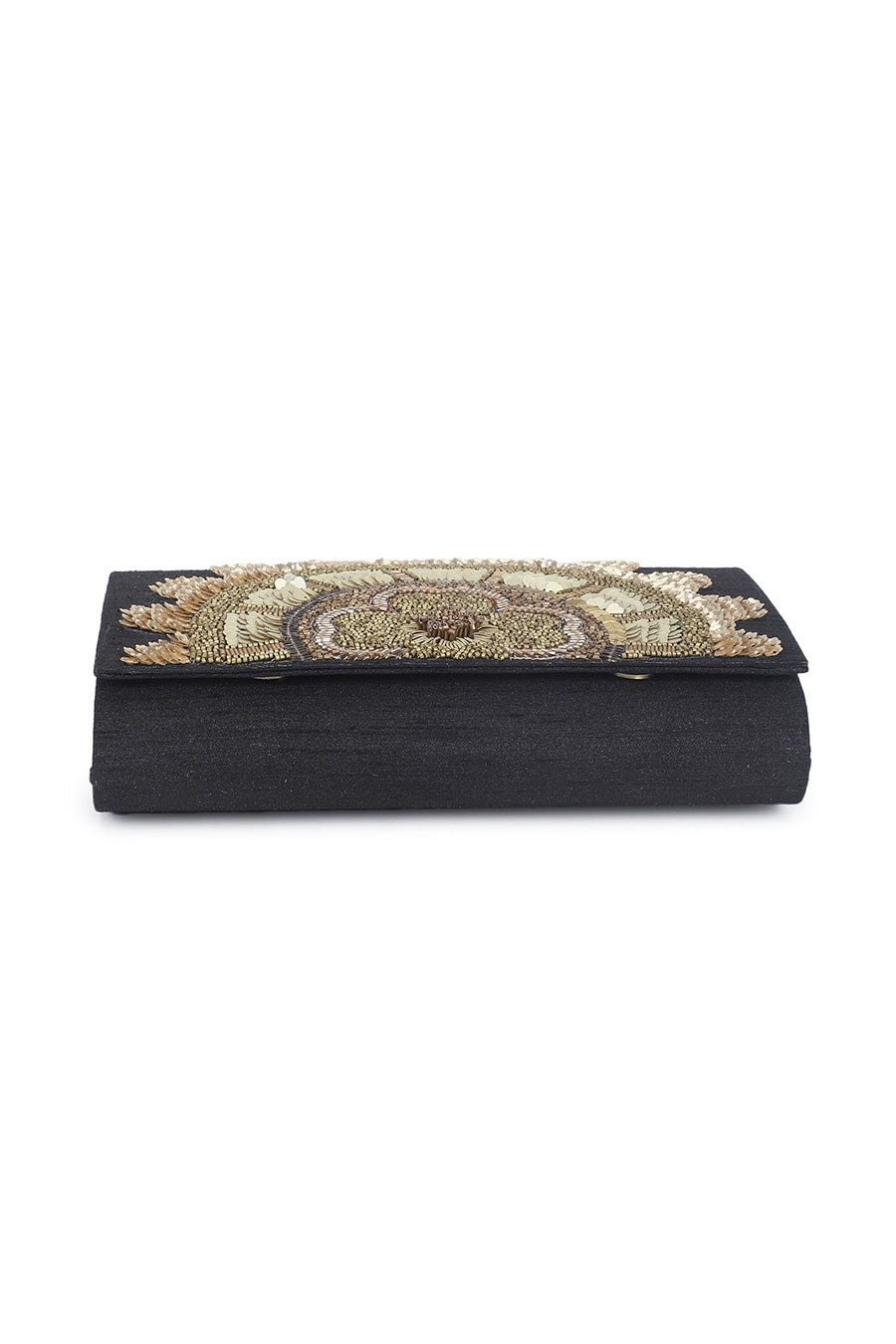 Black Hand-Embroidered Clutch
