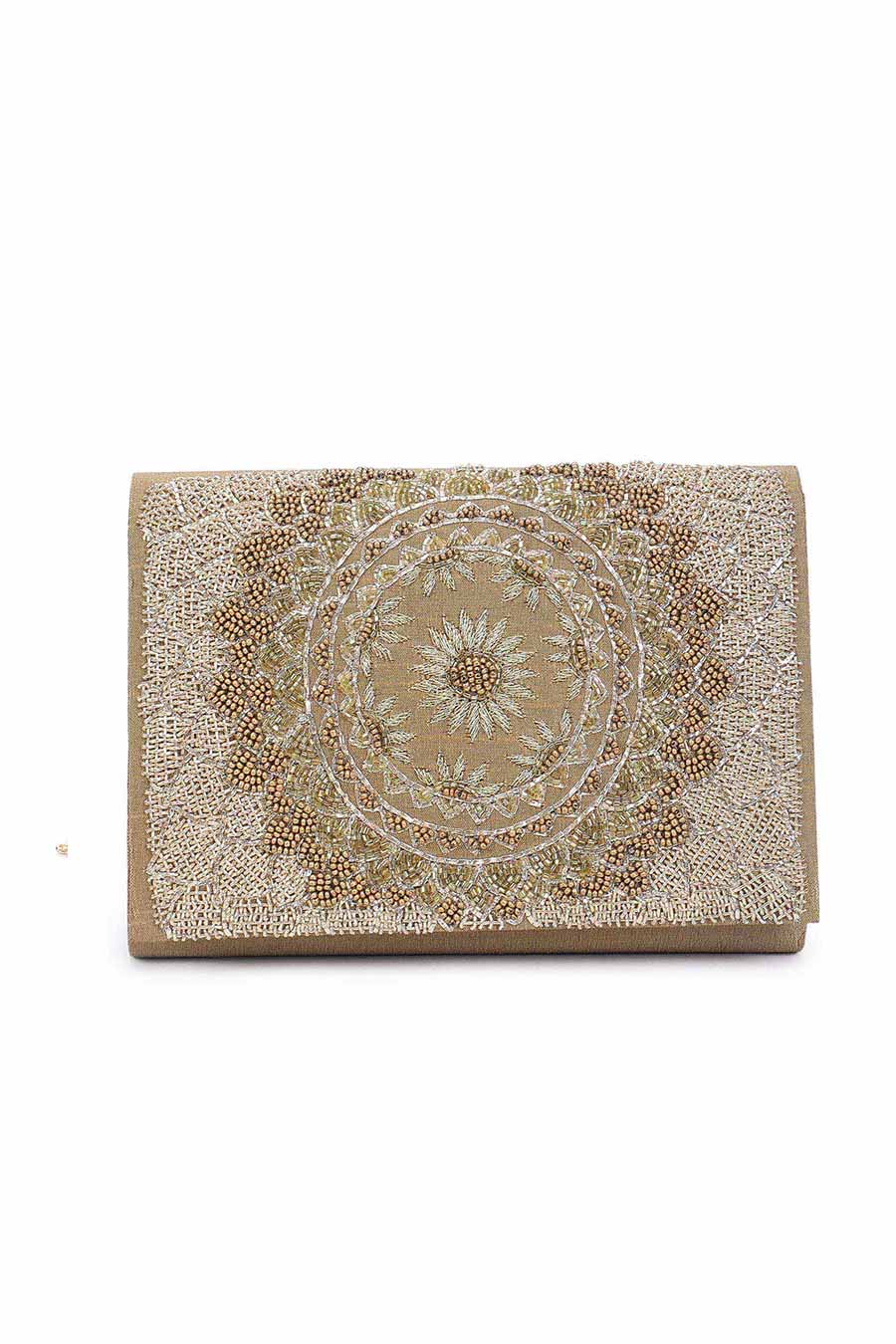 Gold Sun Hand-Embroidered Clutch