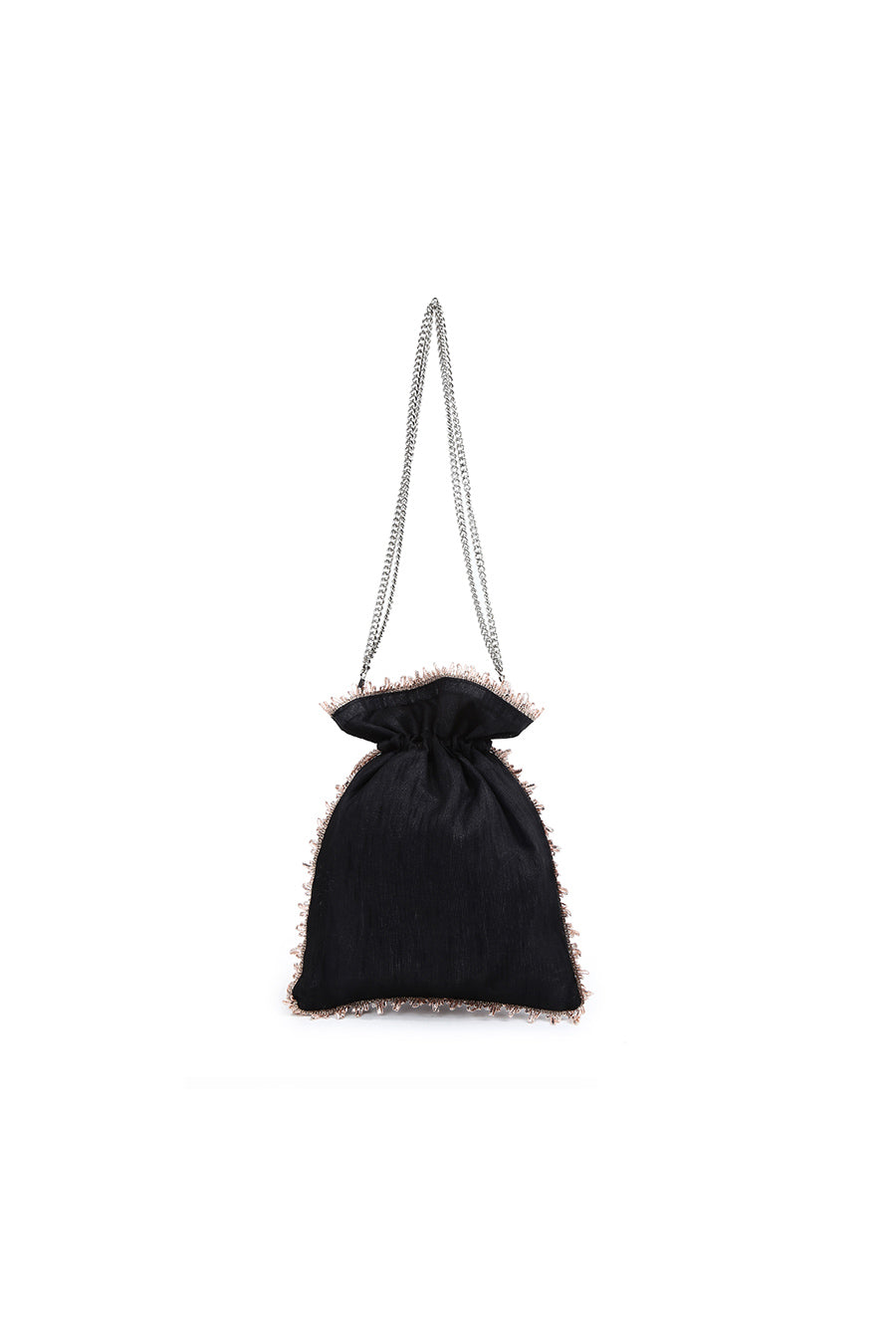Black Hand-Embroidered Potli