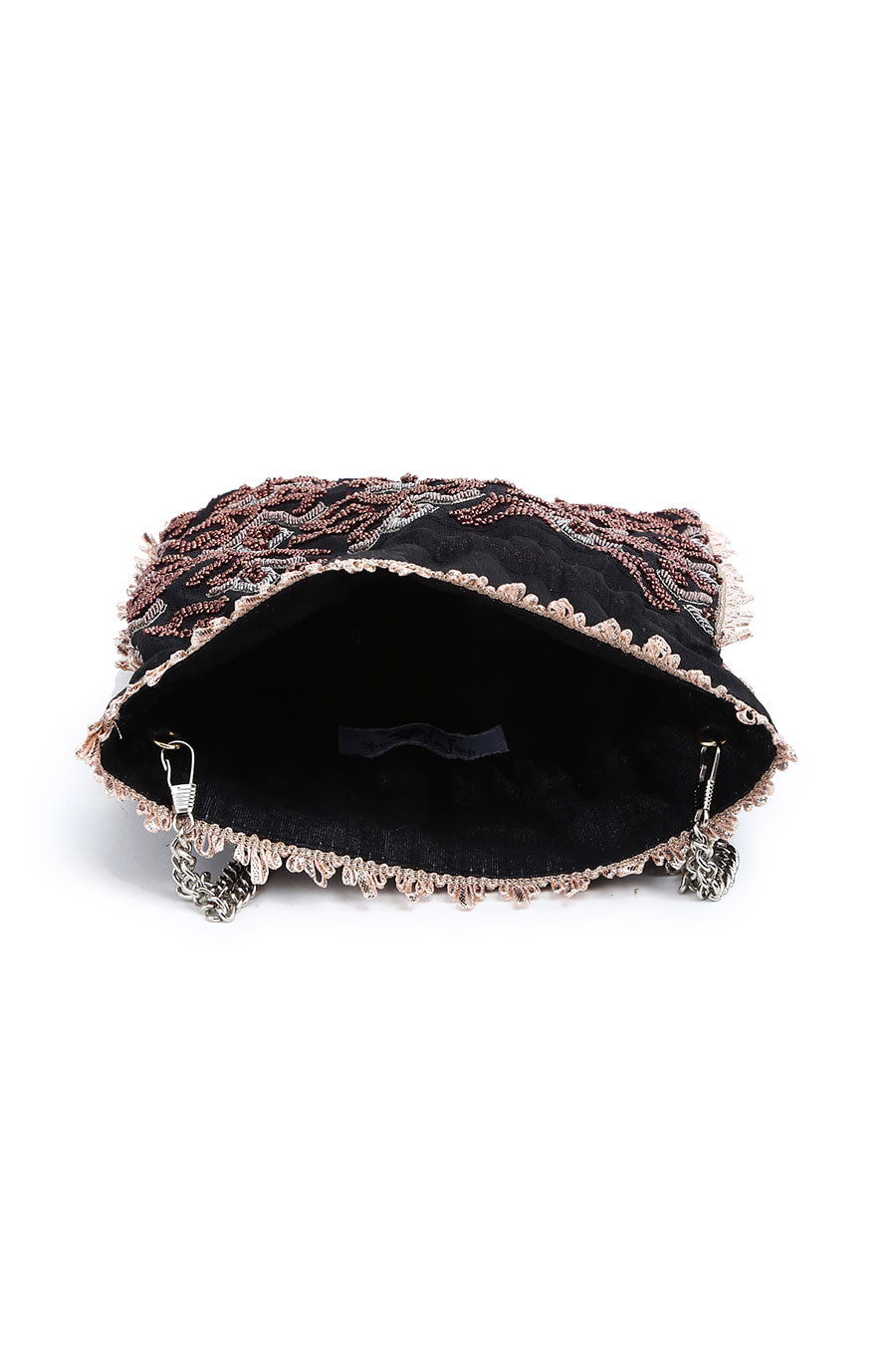 Black Hand-Embroidered Potli
