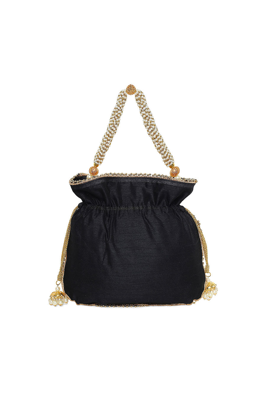 Black Elegant Hand-Embroidered Potli