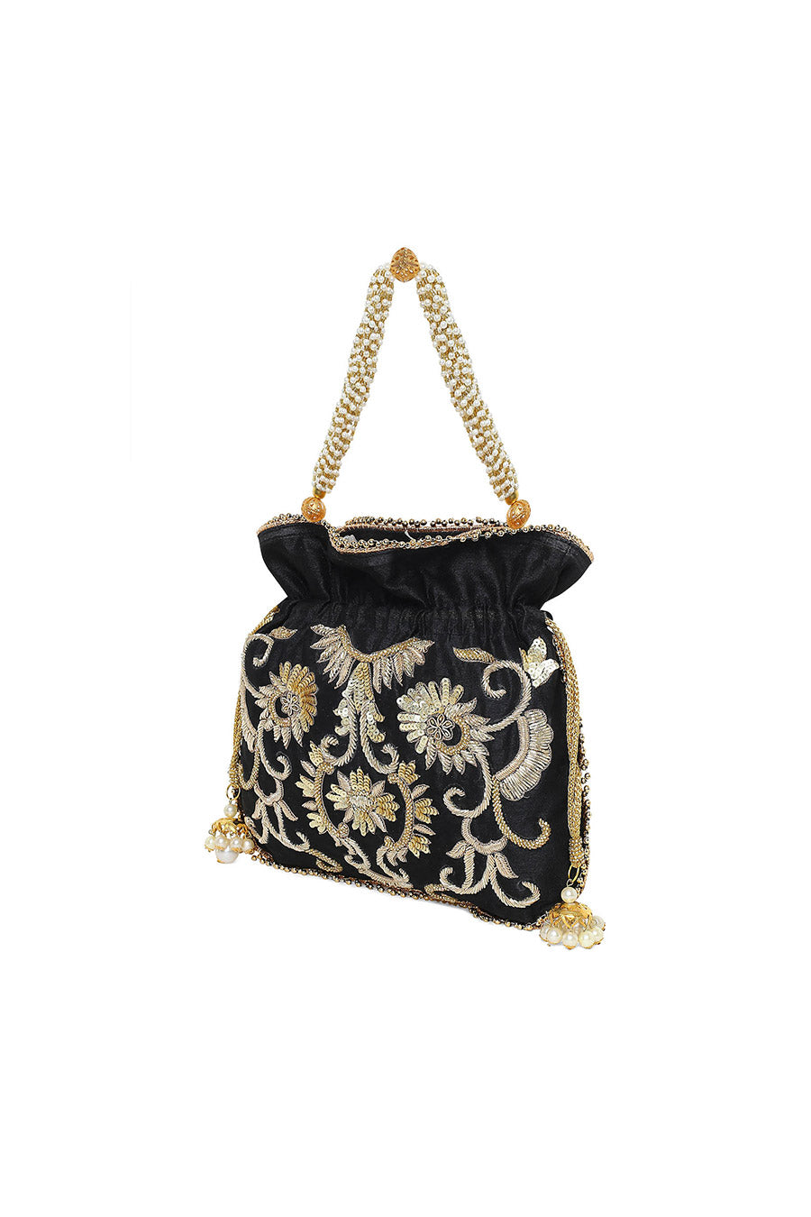 Black Extravaganza Hand-Embroidered Potli