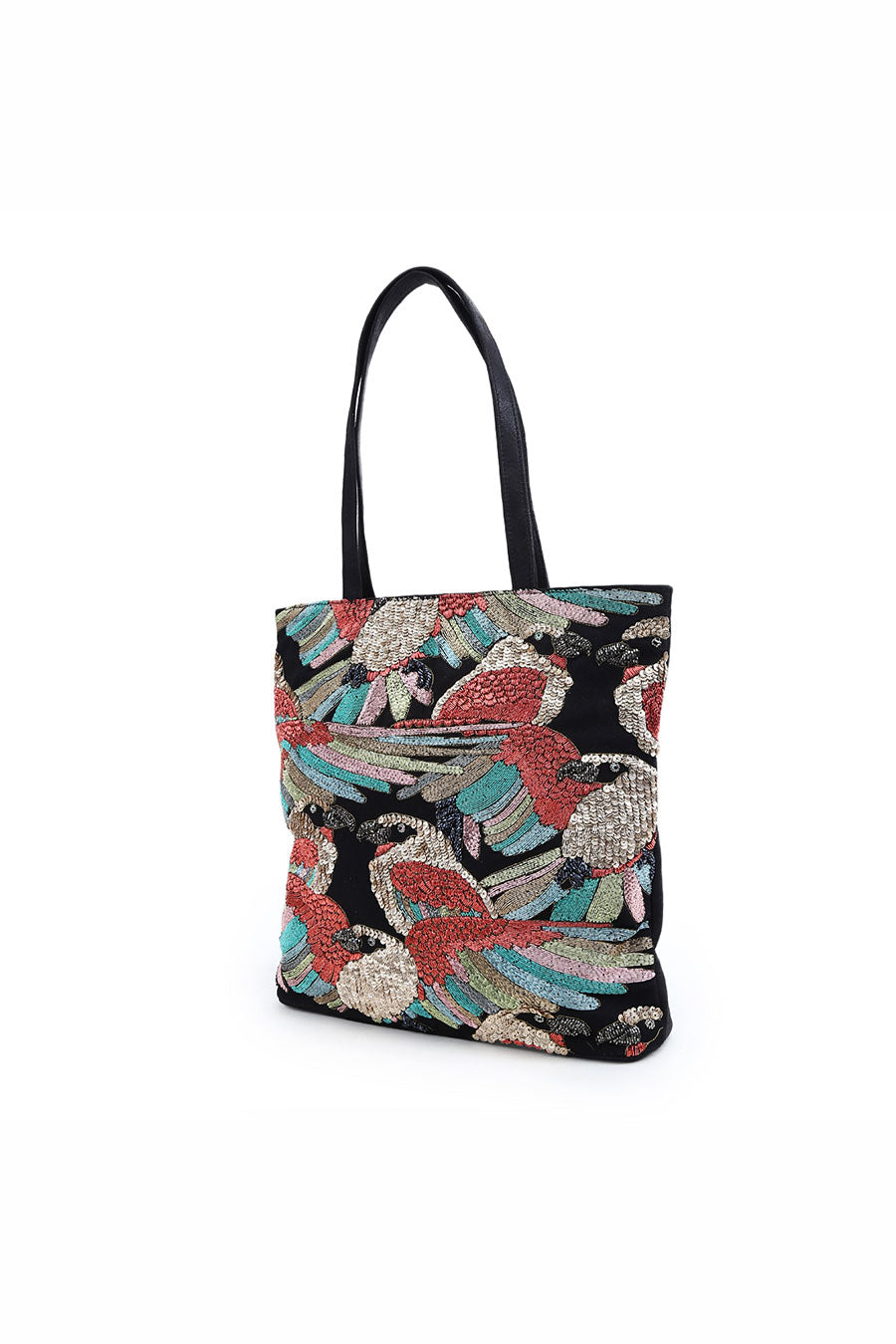 Multicolour Bird Embroidered Tote Bag