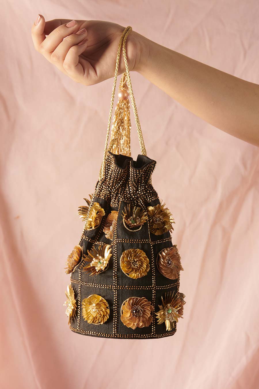 Black Diva Hand-Embroidered Potli