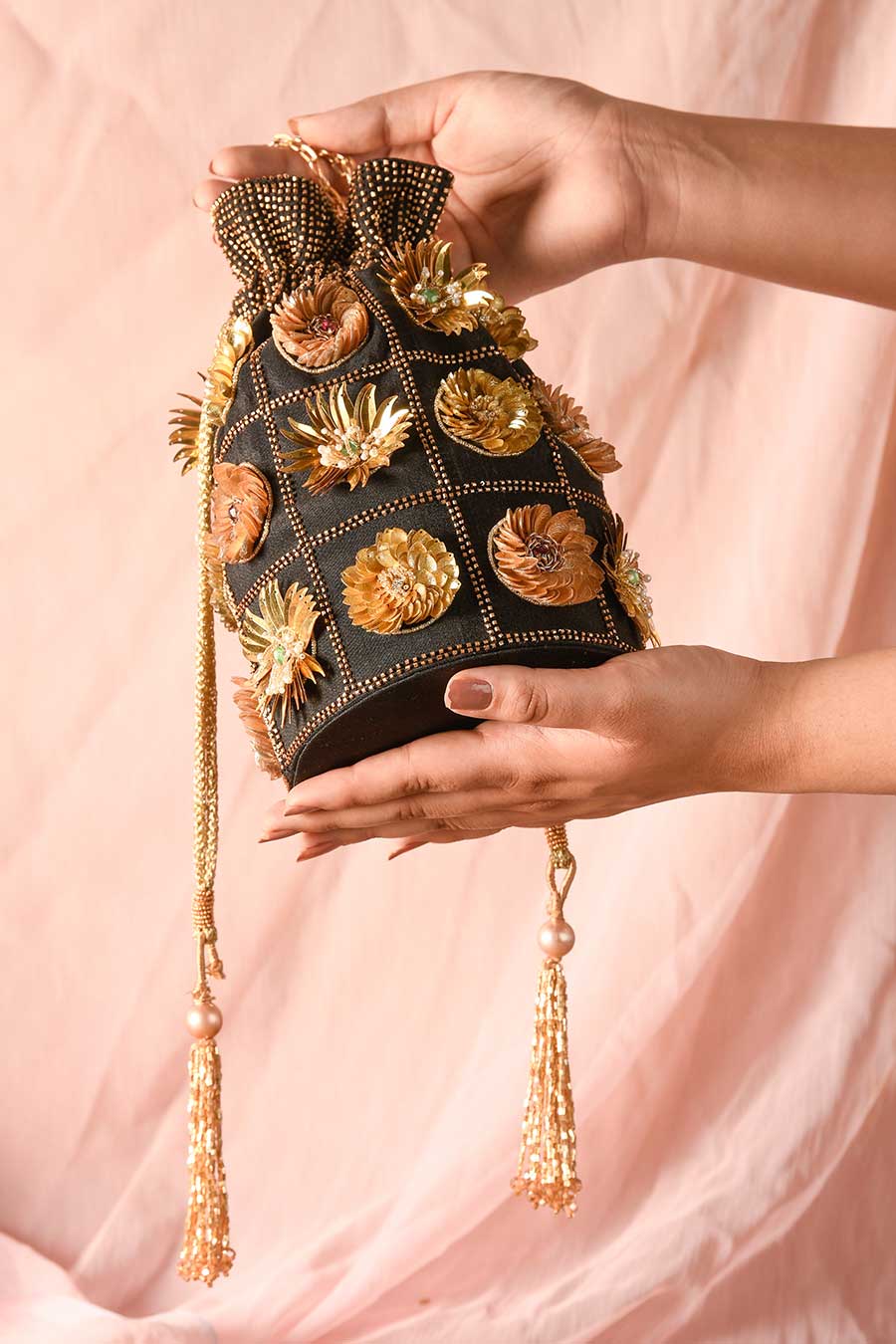Black Diva Hand-Embroidered Potli