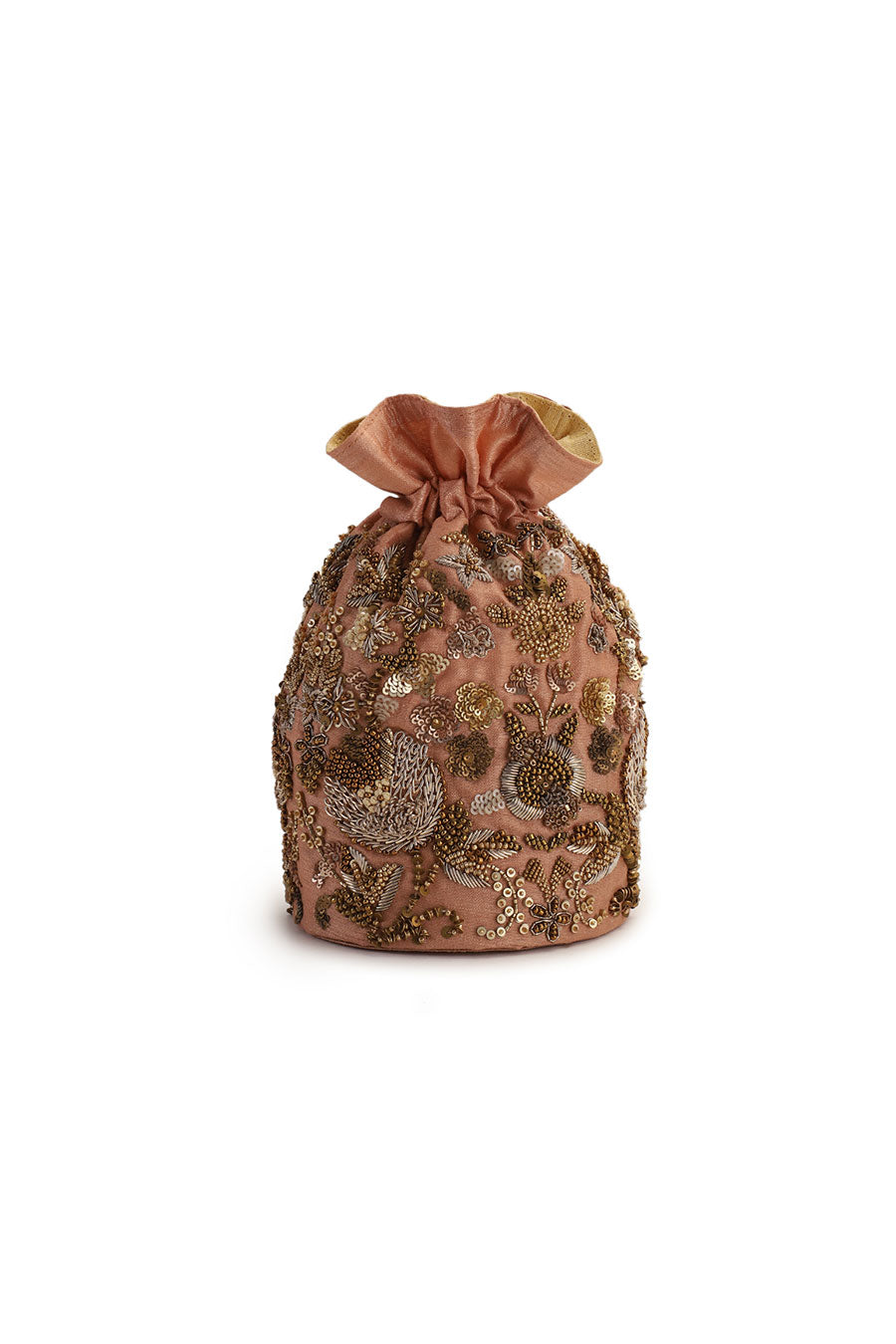 Peach Pancho Hand-Embroidered Potli