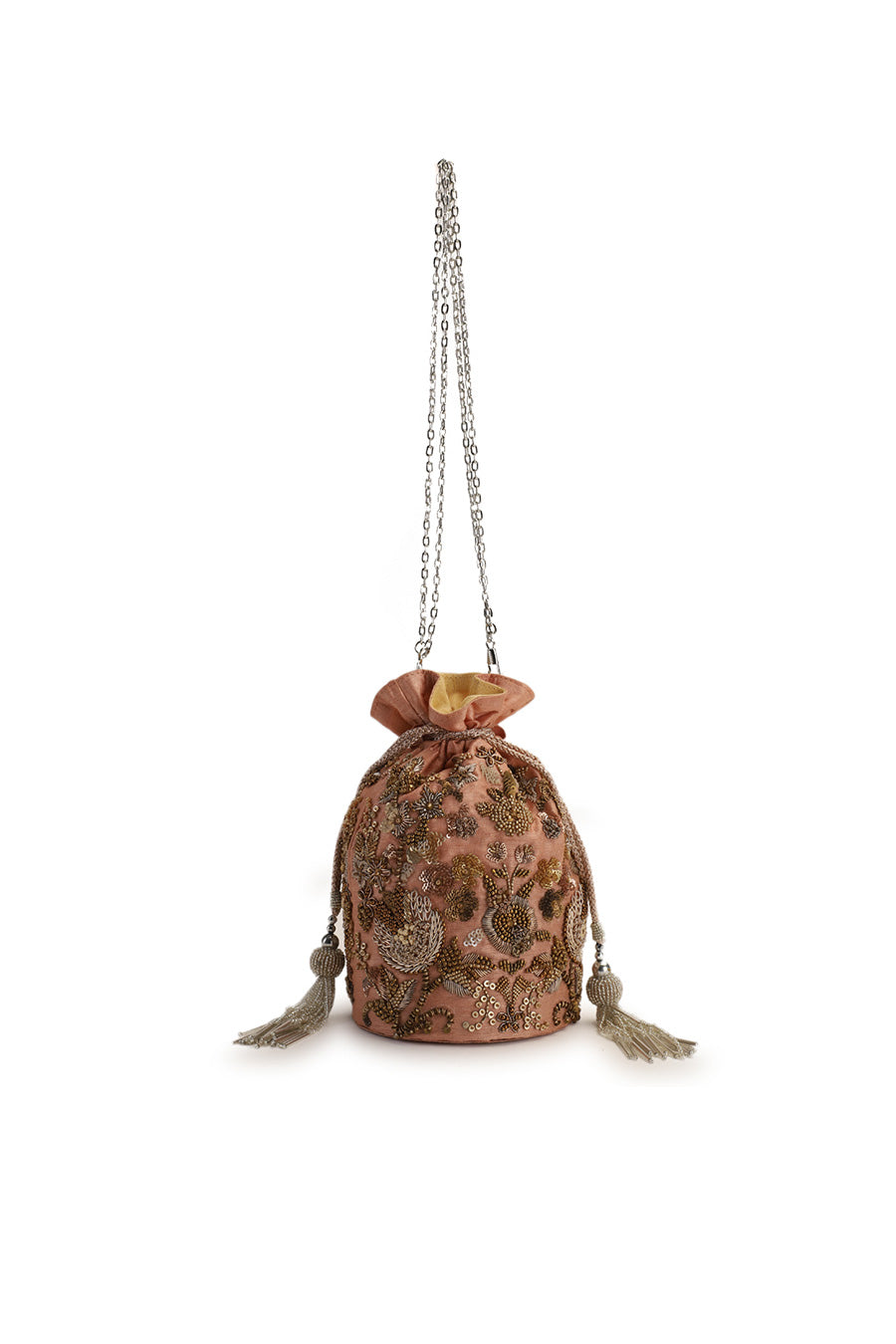 Peach Pancho Hand-Embroidered Potli