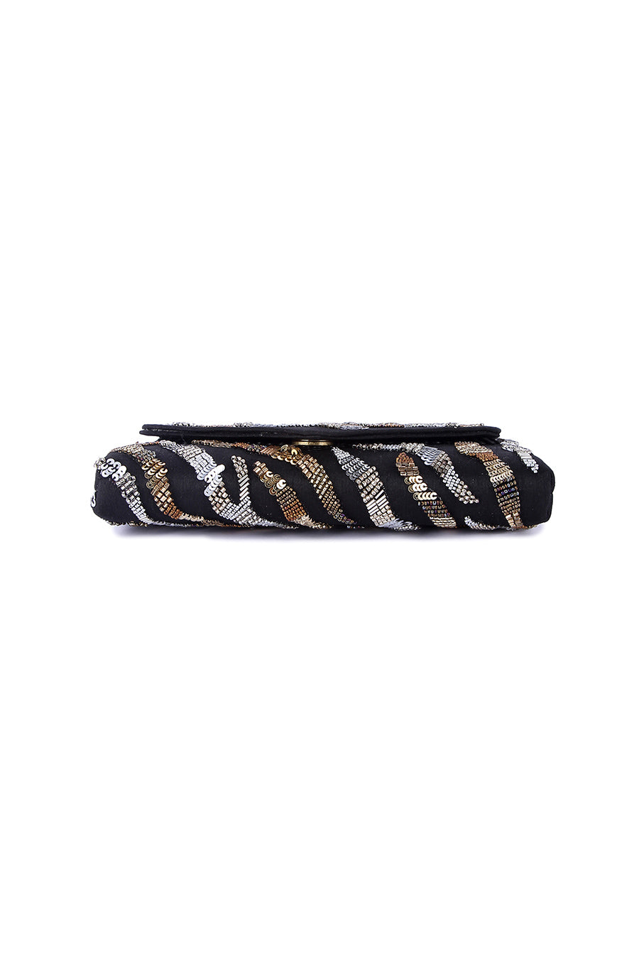 Black Sequins Embroidered Clutch