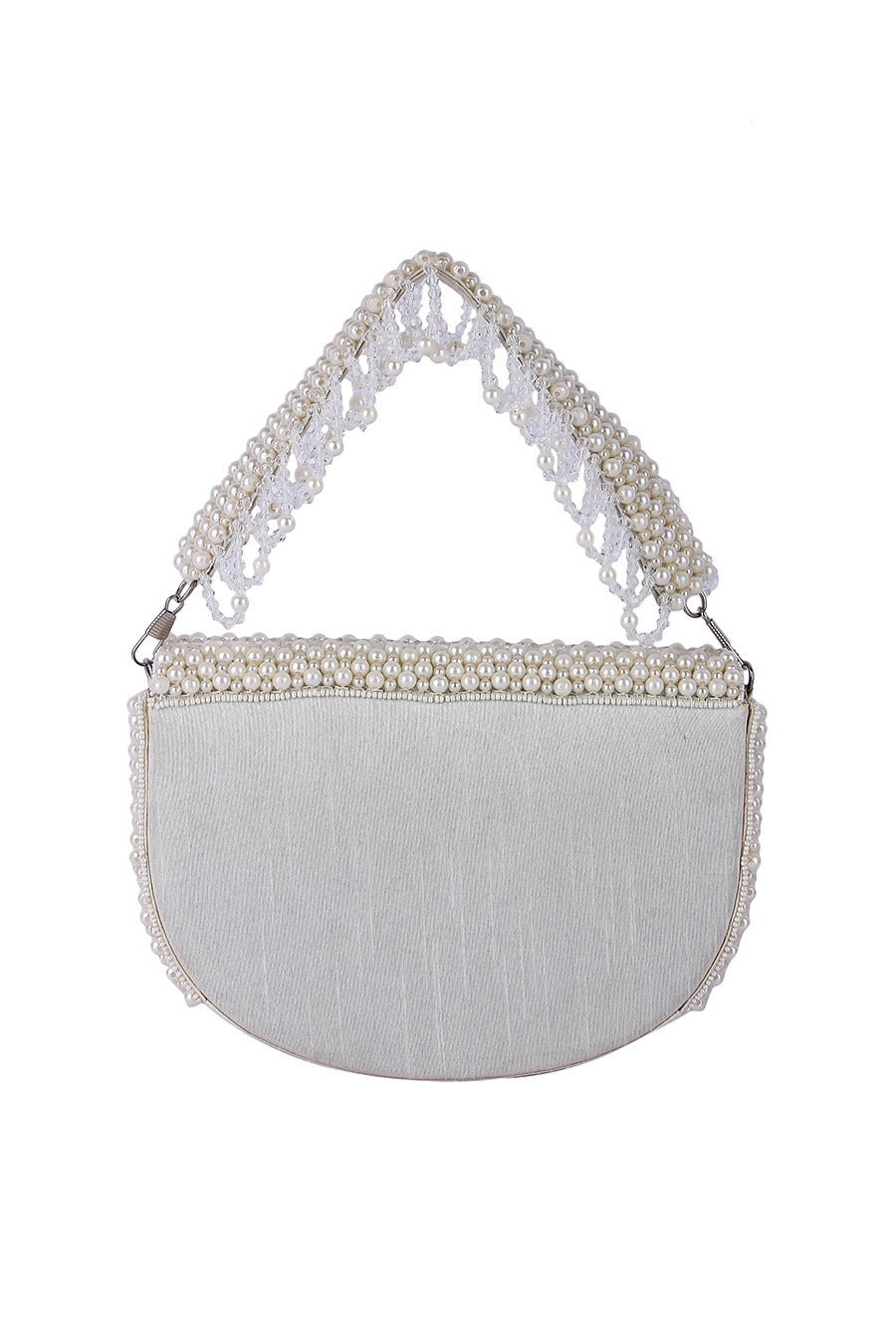 White Rubeena Pearl Embroidered Clutch
