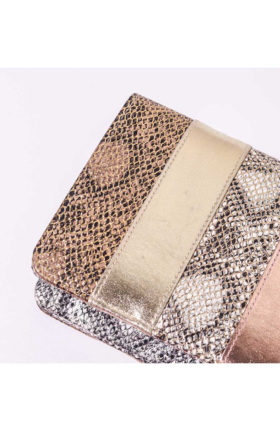 Multicolour Snakeskin Printed Clutch