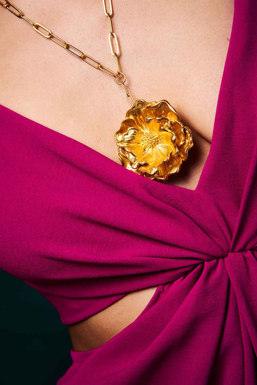 Champa Gold Plated Long Necklace & Bracelet Jewellery Set