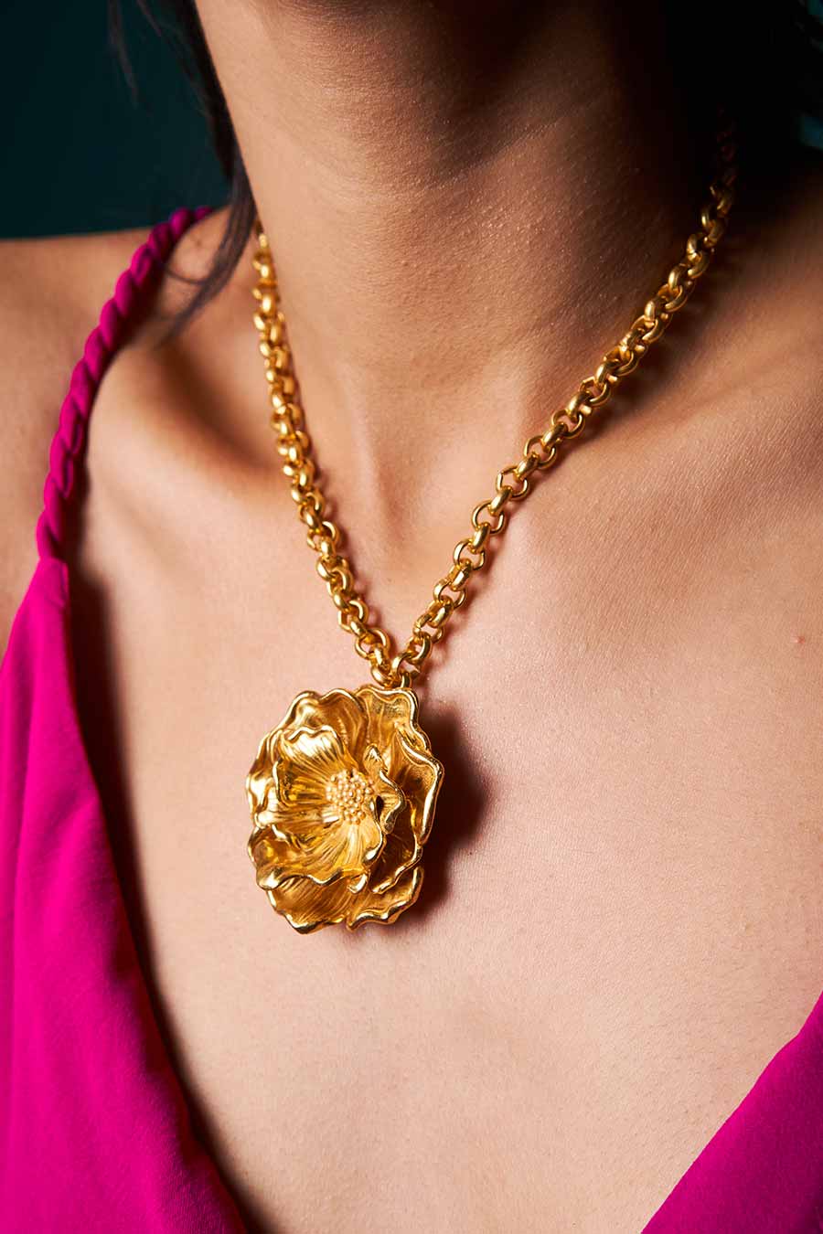 Champa Gold Plated Short Necklace