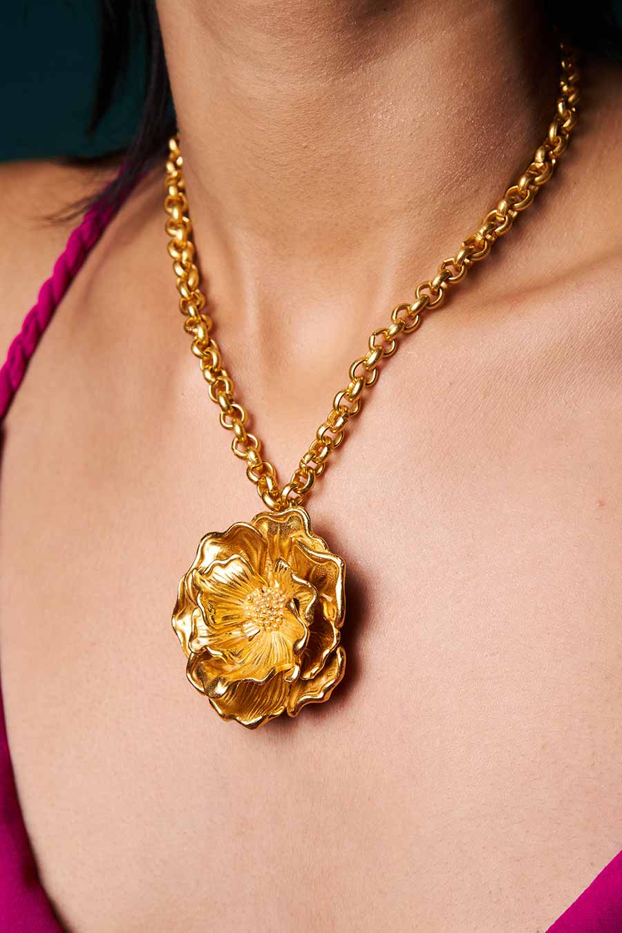 Champa Gold Plated Short Necklace