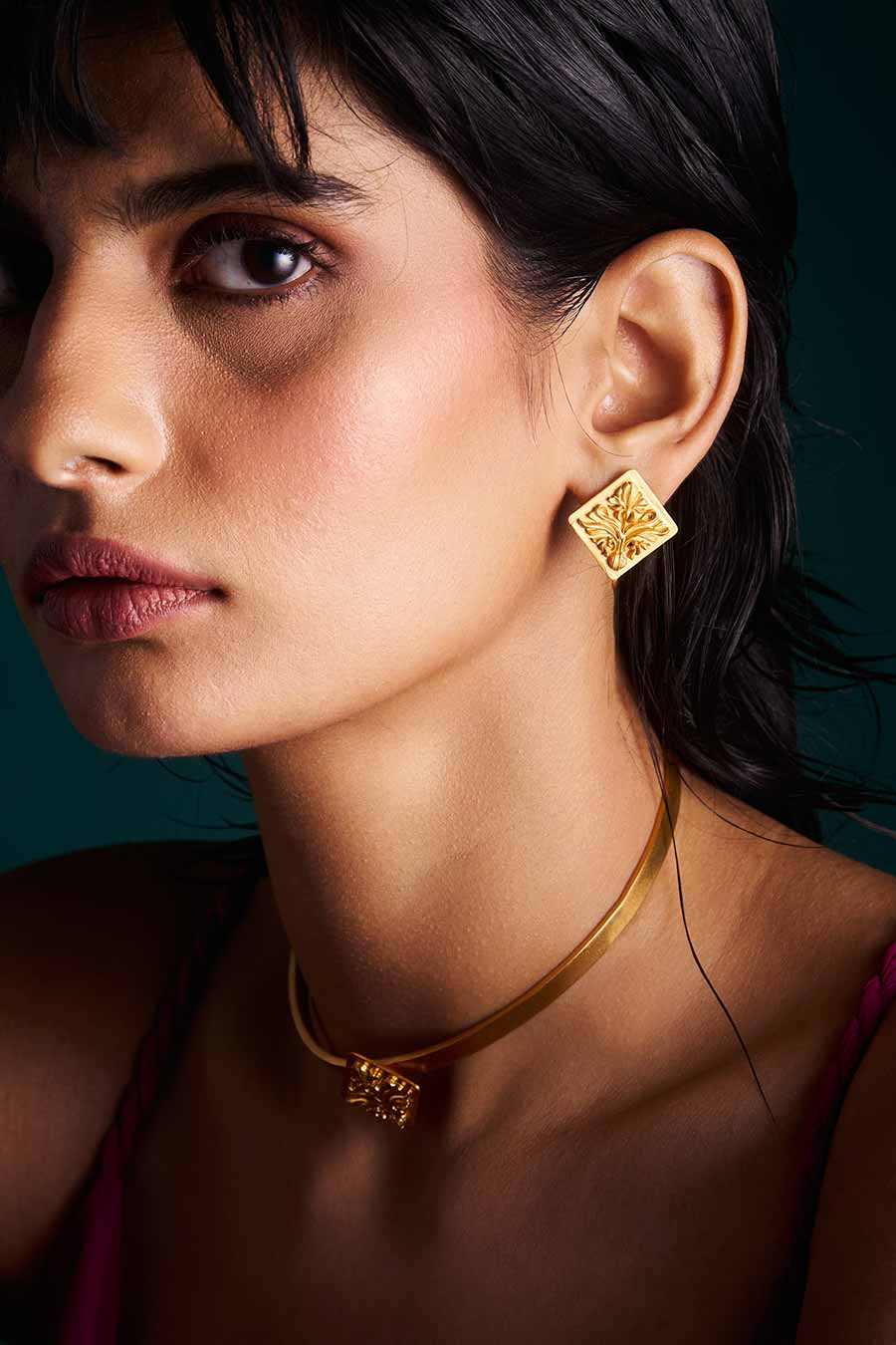 Nalini Gold Plated Stud Earrings
