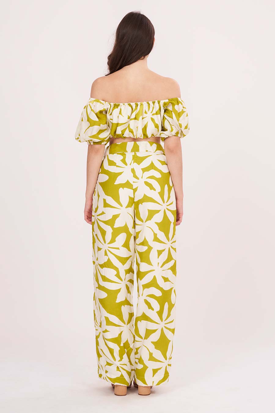 Green Off-Shoulder Top & Pant Co-Ord Set