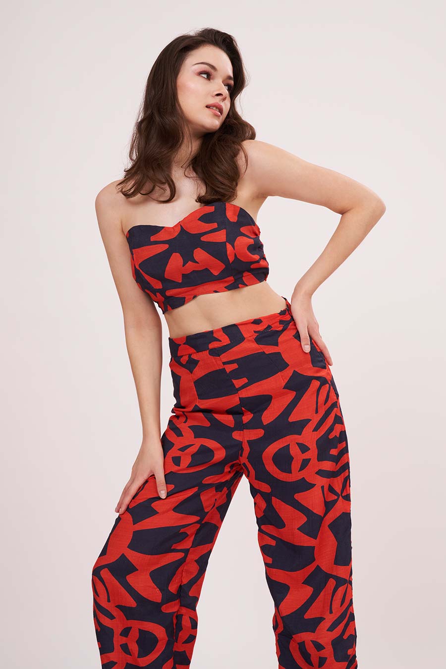Multicolour Printed Tube Top & Pant Set