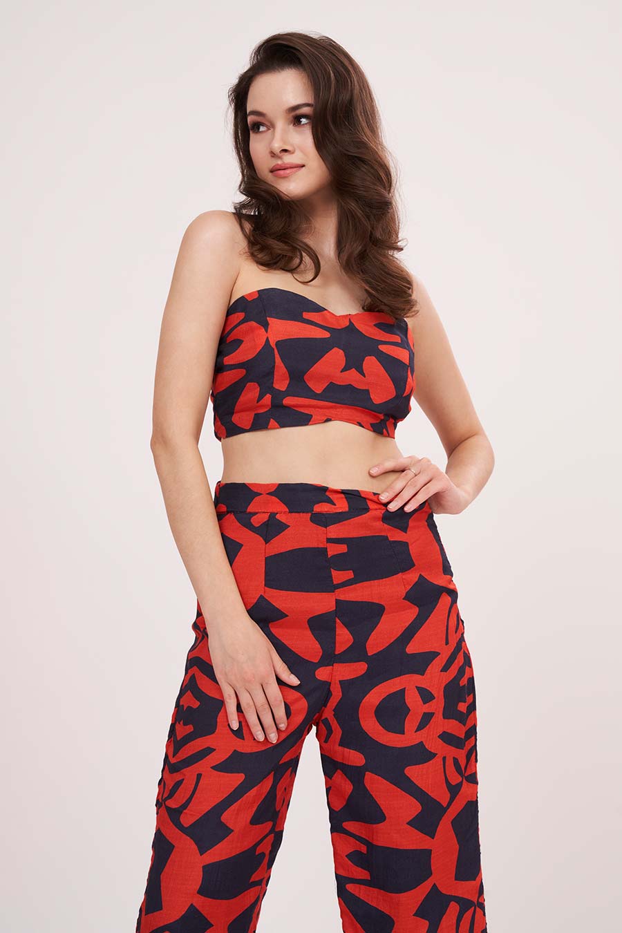 Multicolour Printed Tube Top & Pant Set