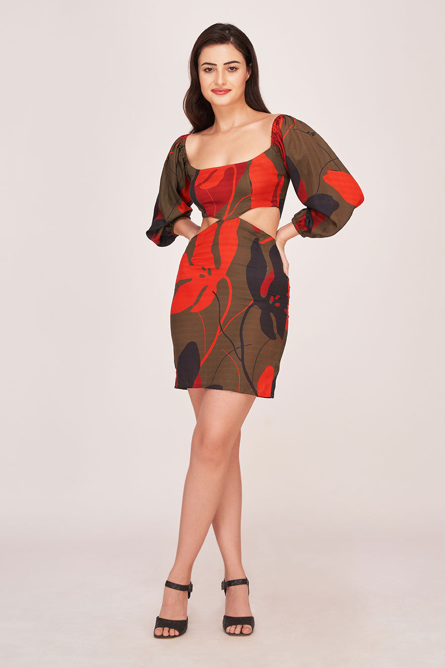 Multicolour Printed Off-Shoulder Mini Dress