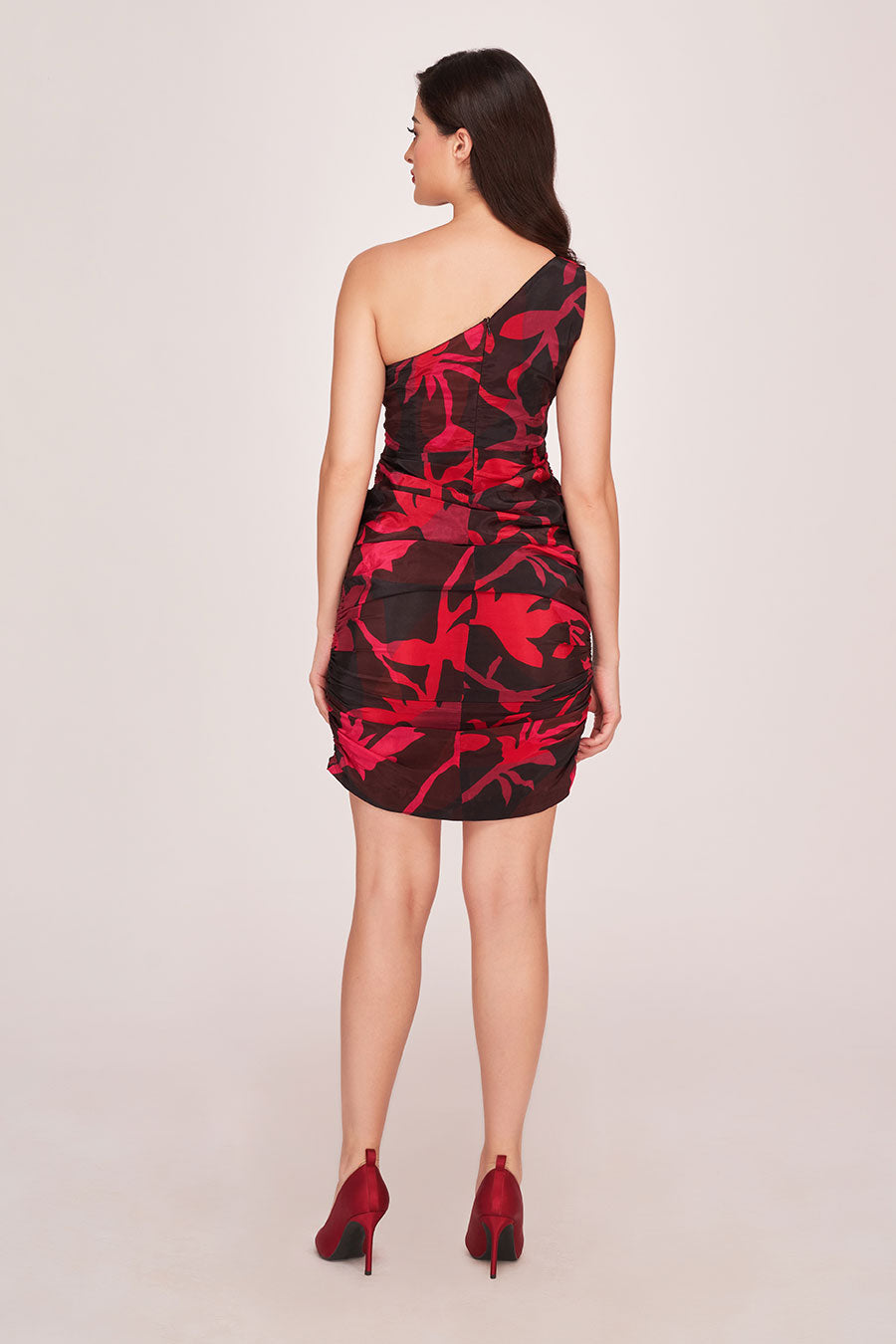 Multicolour Printed One-Shoulder Mini Dress