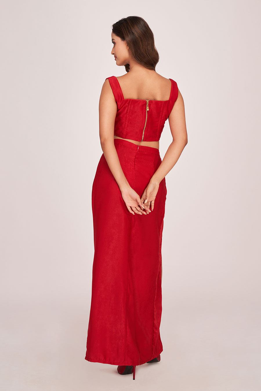 Red Corset Top & Long Skirt Co-Ord Set