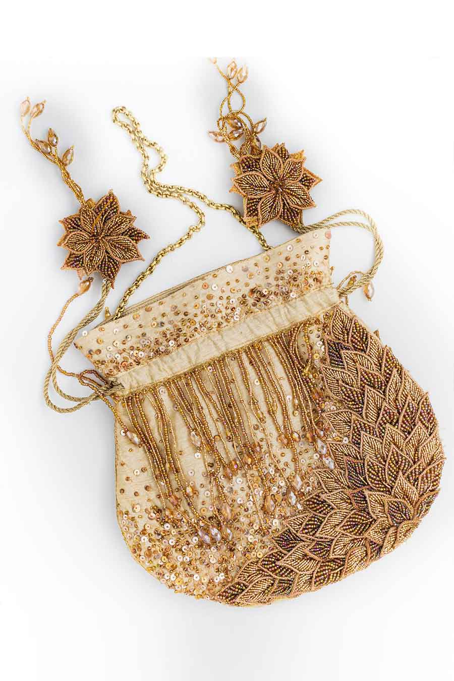 Beige Zultanite Embroidered Potli