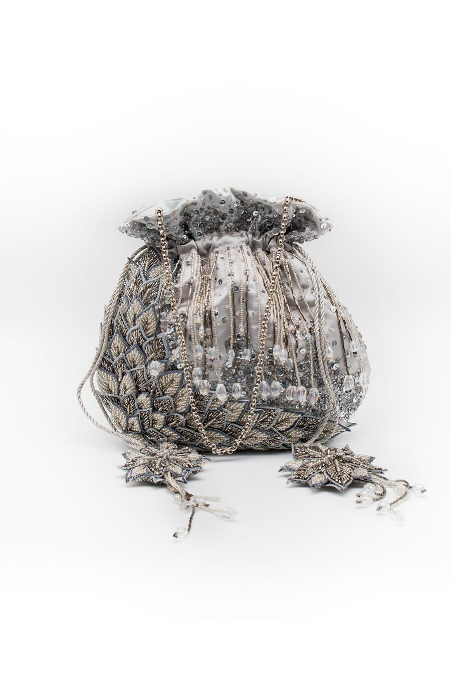 Grey Warq Embroidered Potli