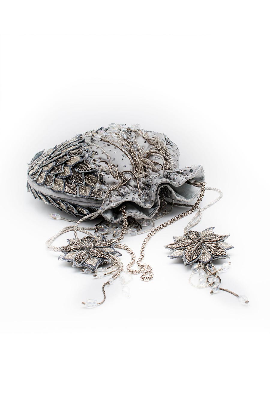 Grey Warq Embroidered Potli