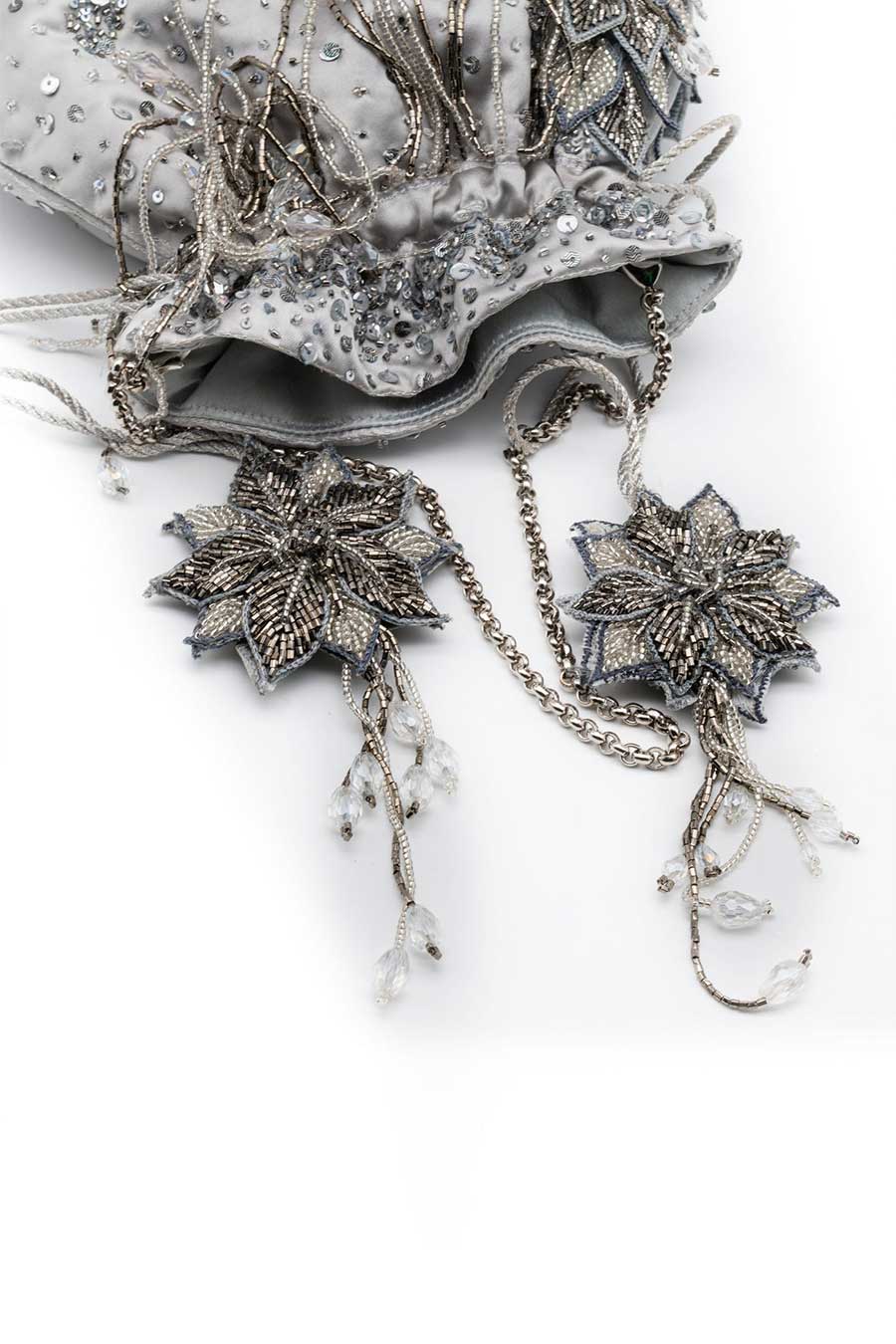 Grey Warq Embroidered Potli