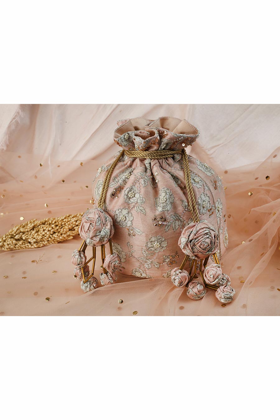 Light Pink Vintage Embellished Potli