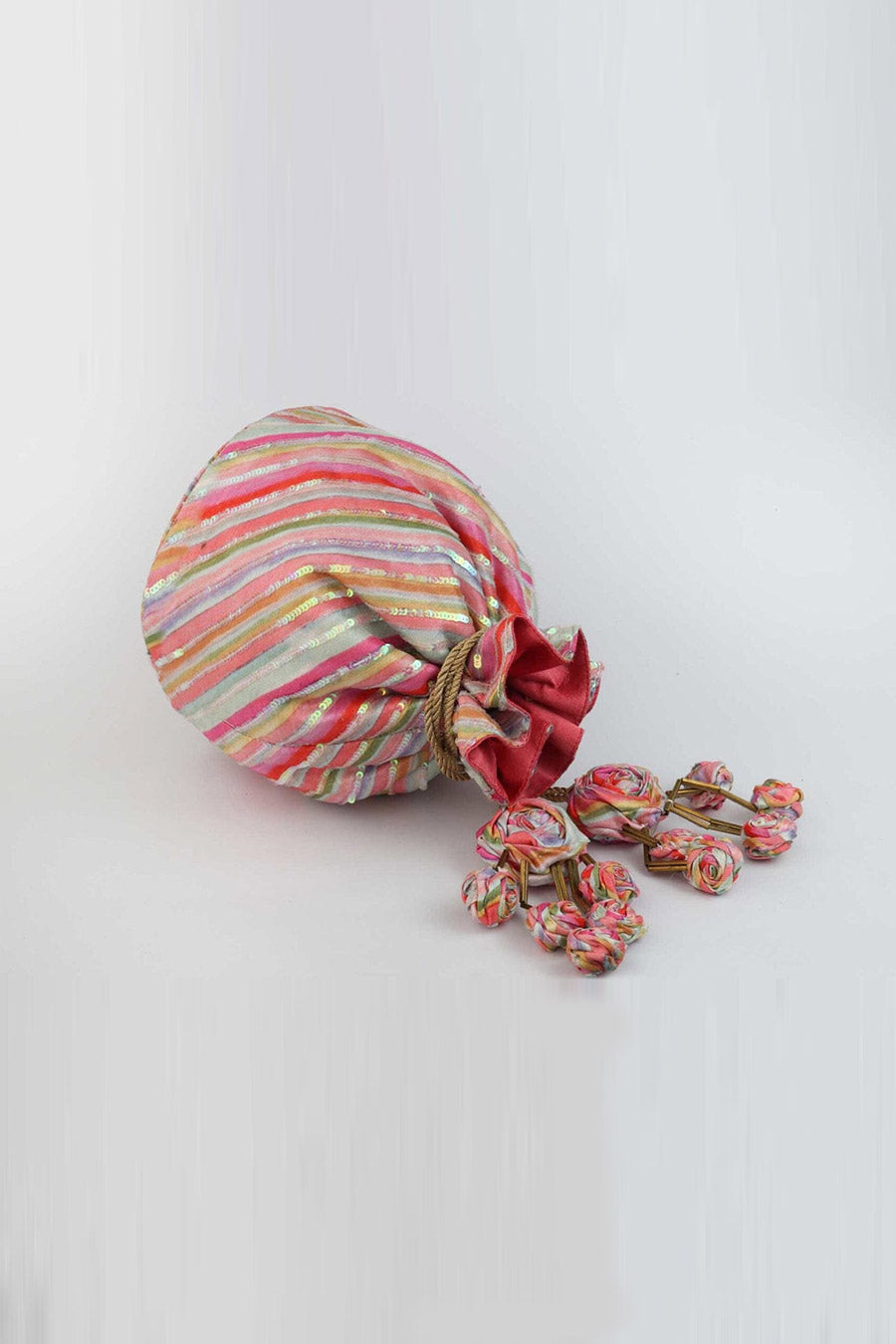 Multicolour Tirchi Lakeer Embellished Potli