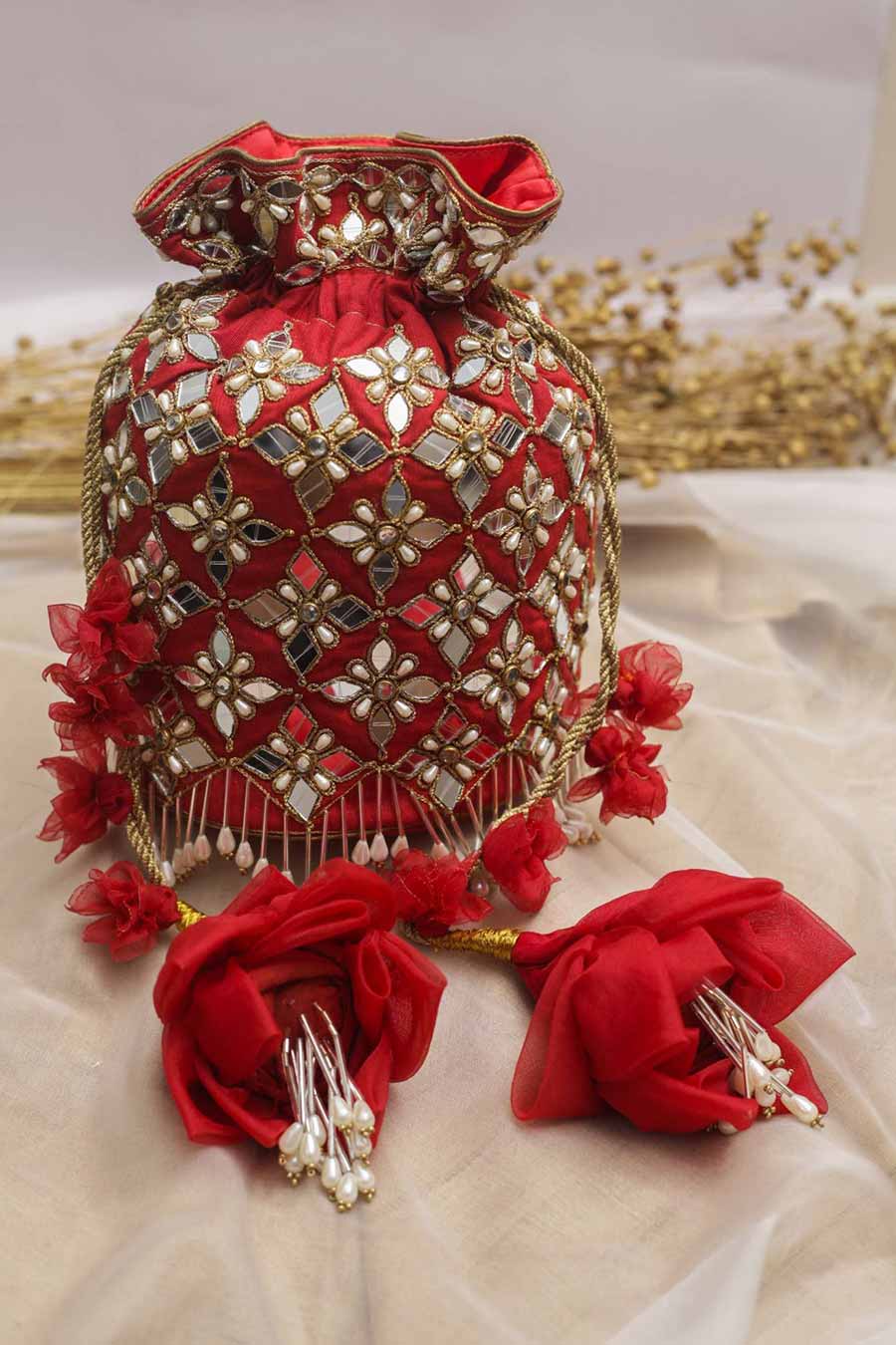Red Manik Embroidered Potli