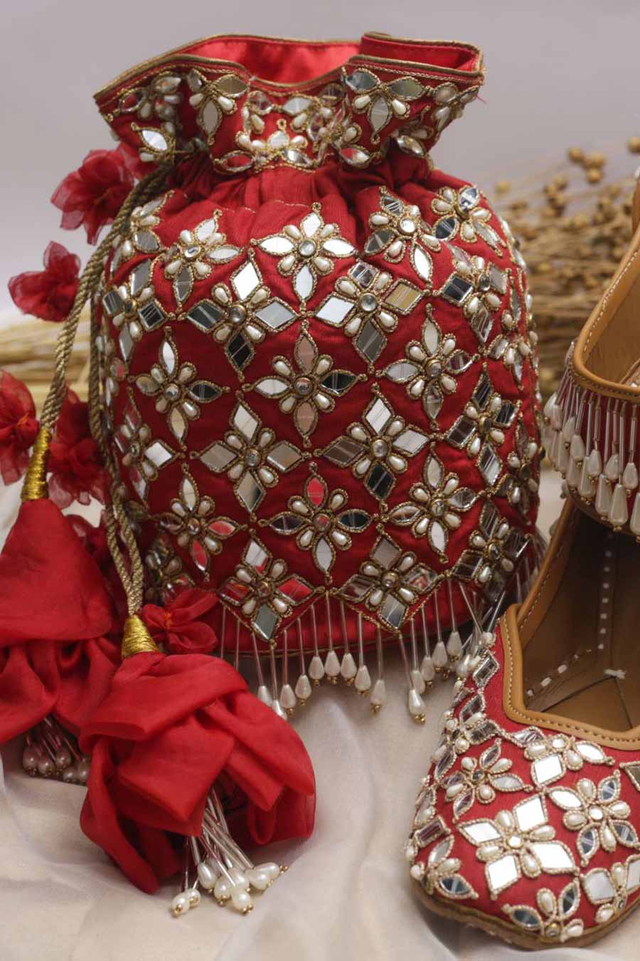 Red Manik Embroidered Potli