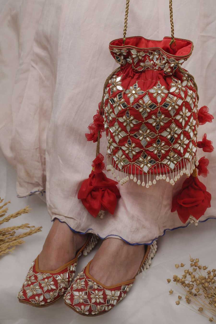 Red Manik Embroidered Potli