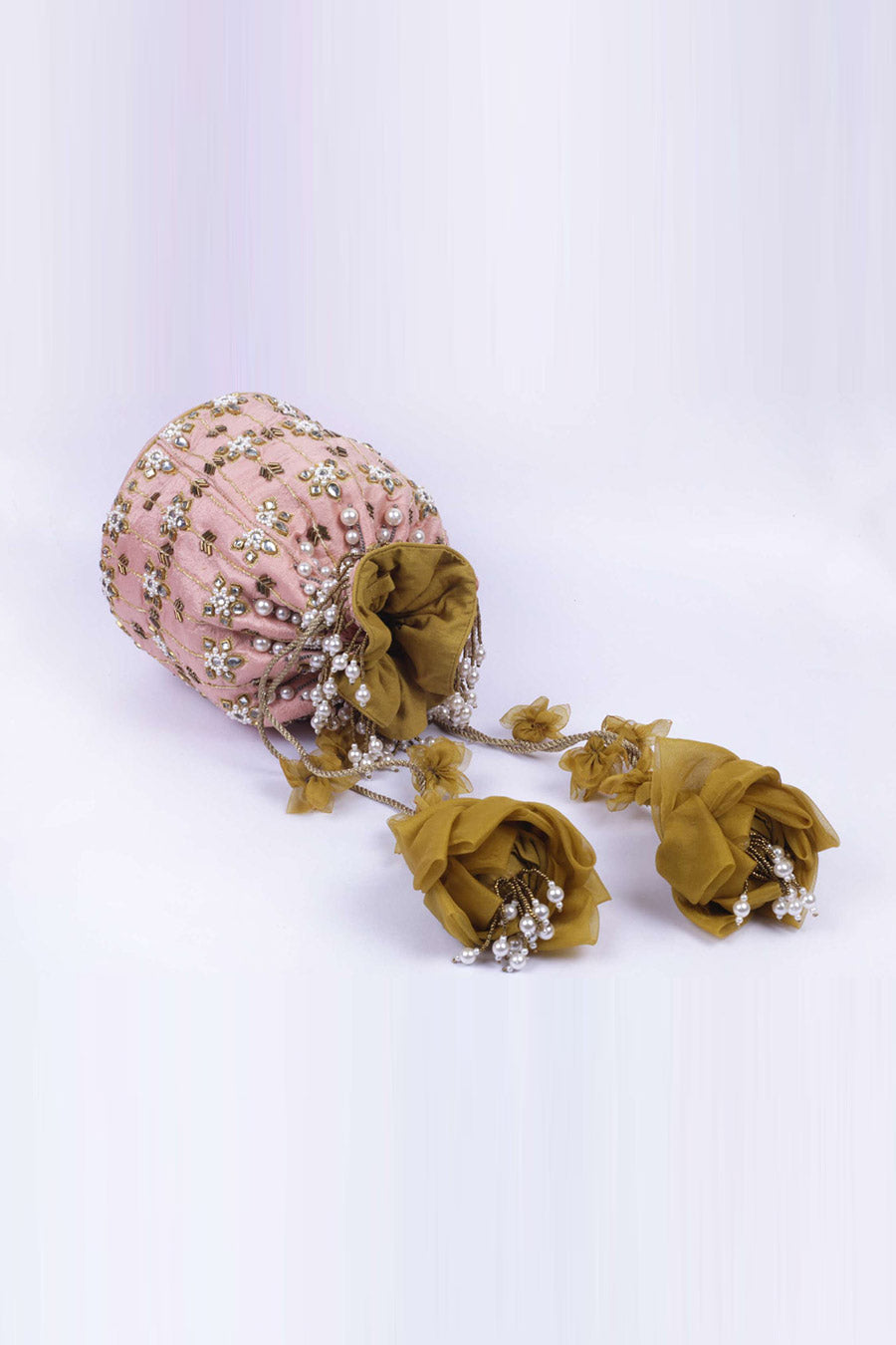 Gulabi Quartz Embroidered Potli