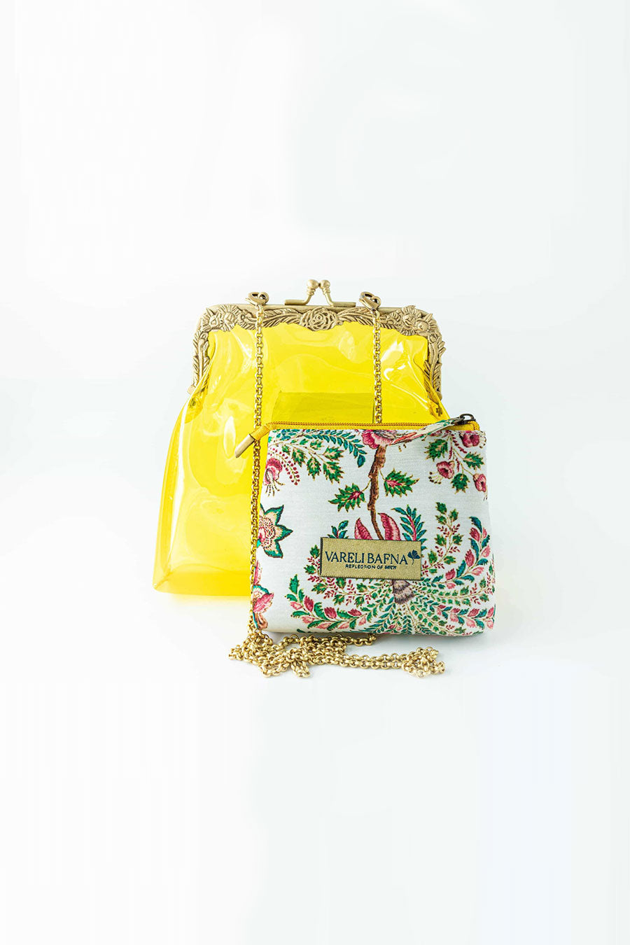 Yellow Afsar Clutch & Pouch Set