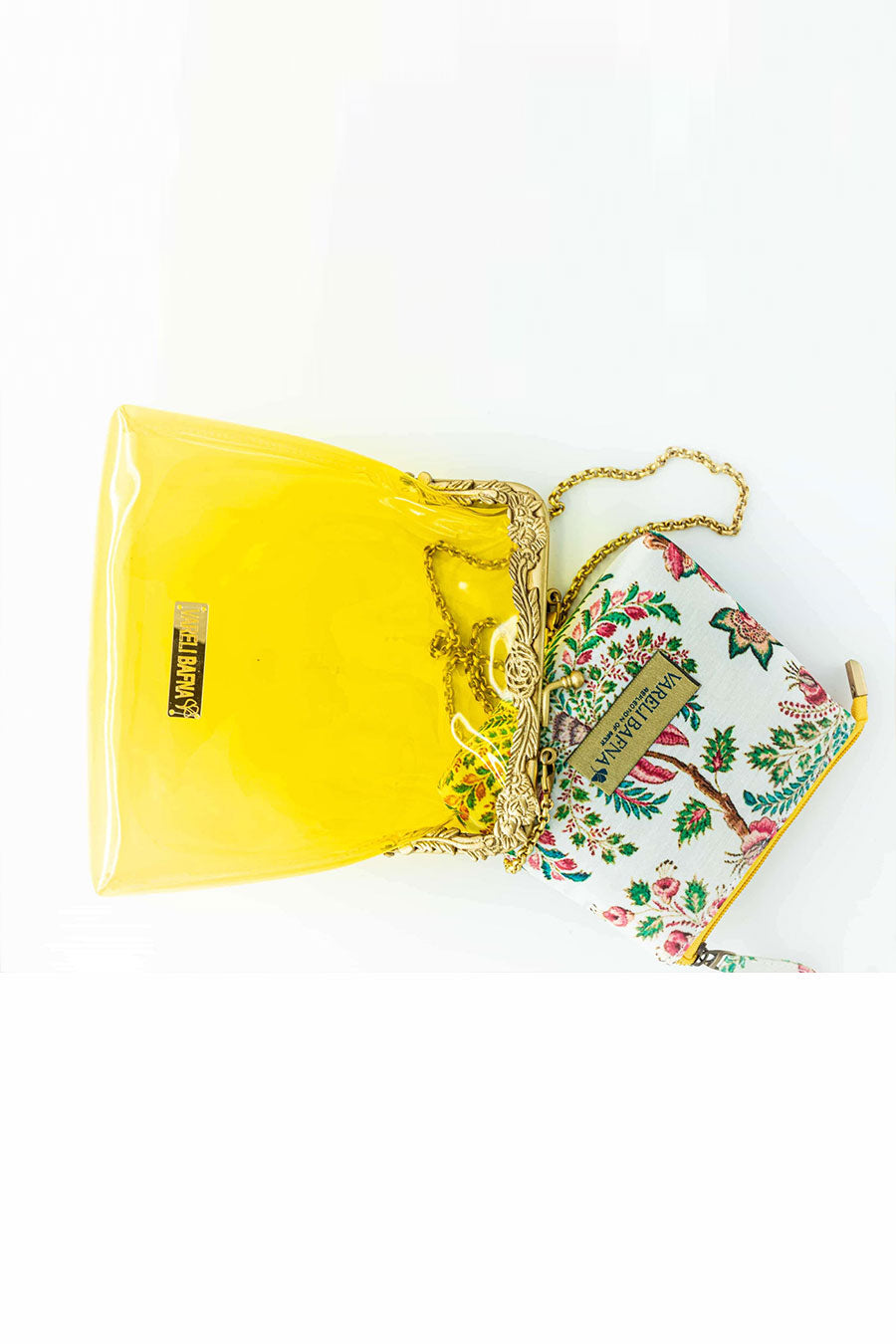 Yellow Afsar Clutch & Pouch Set