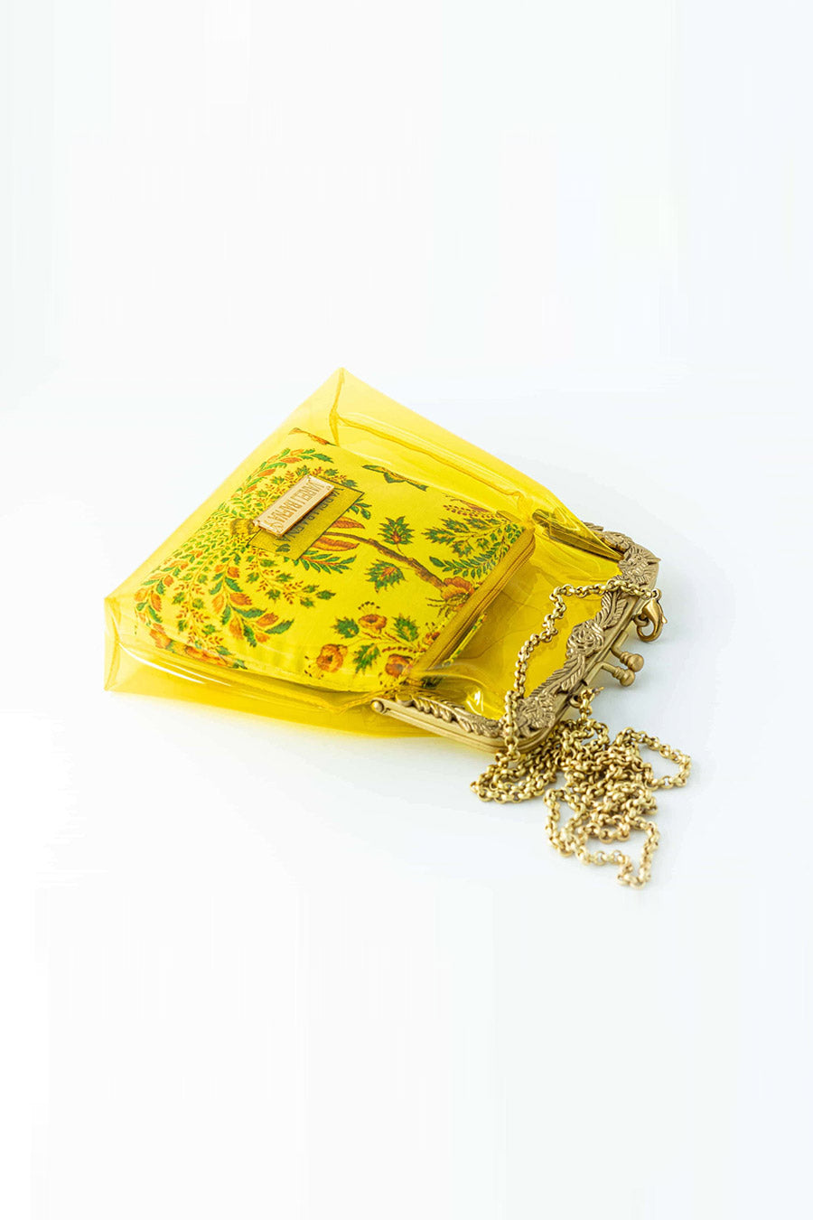 Yellow Afsar Clutch & Pouch Set