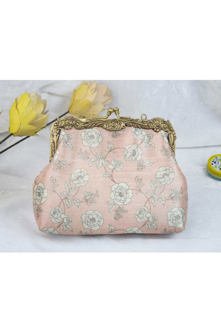 Light Pink Vintage Printed Clutch