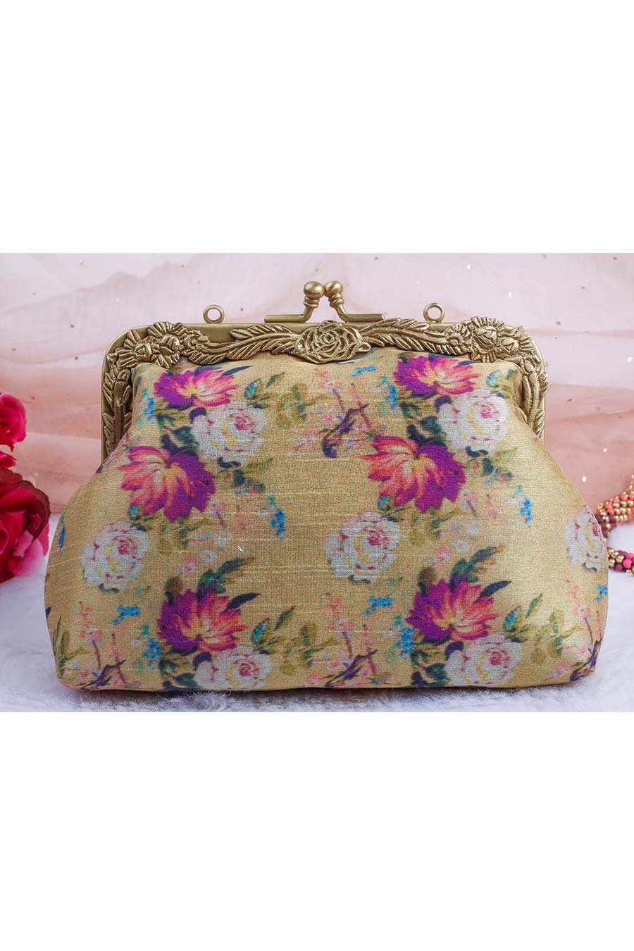 Gold Guldasta Printed Clutch
