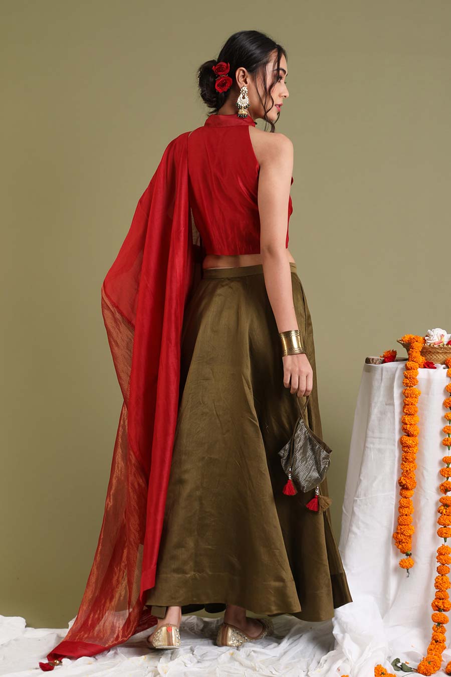 Red Halter Neck Blouse