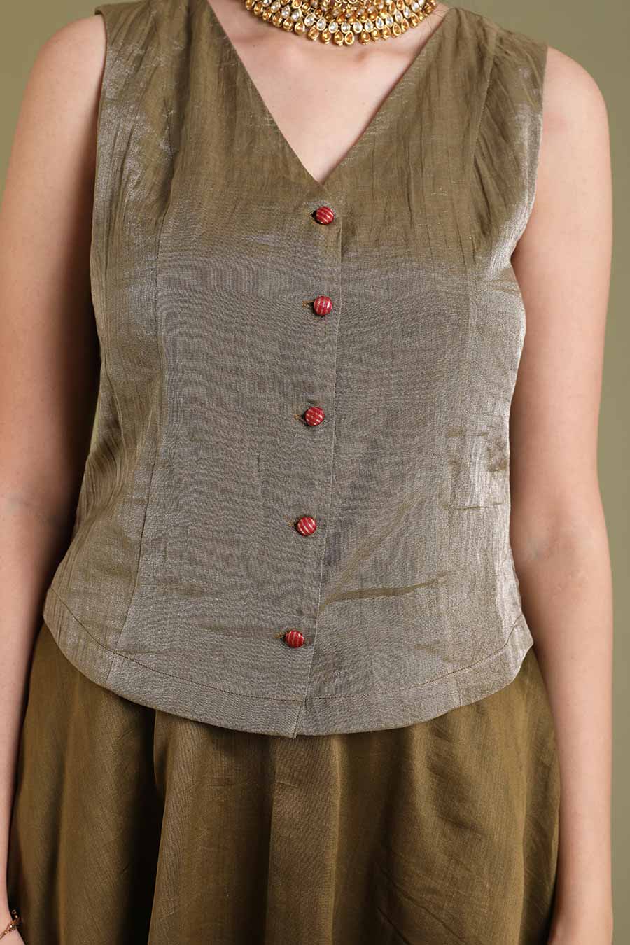 Tabacco Brown Top With Flared Skirt Co-ord Set
