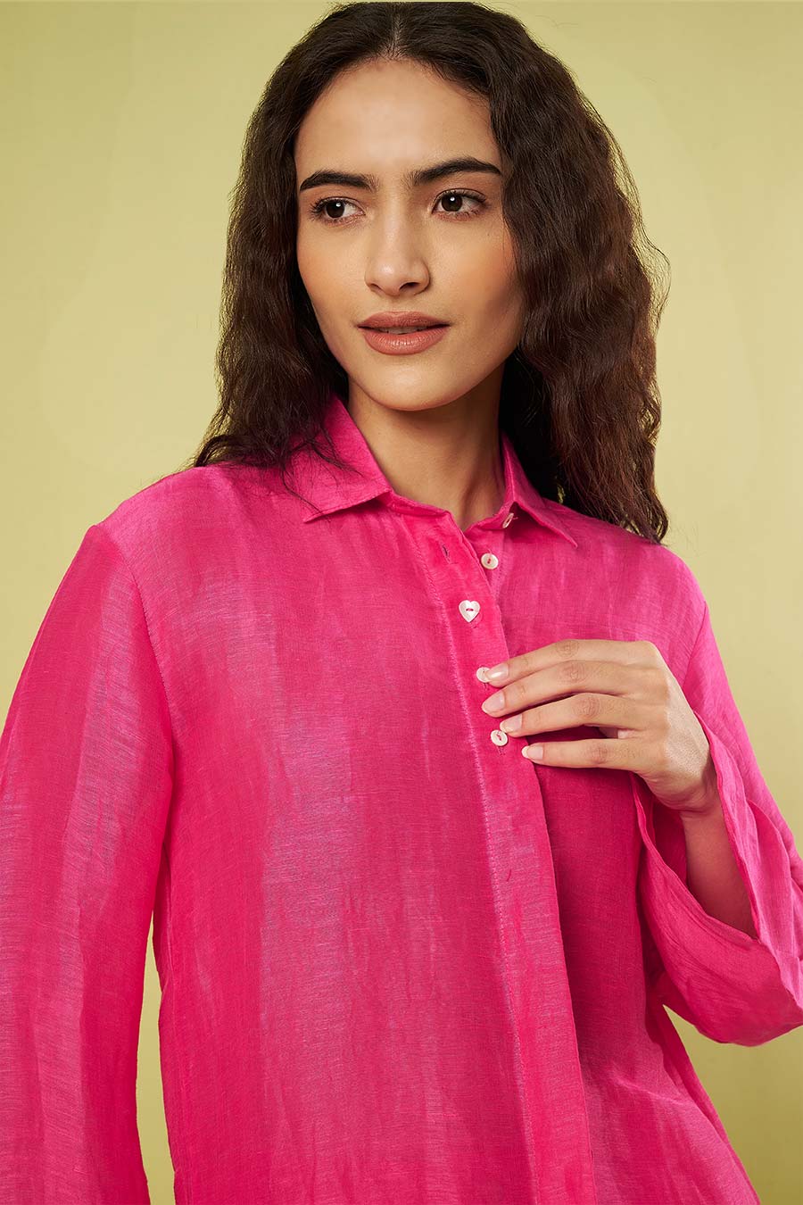 Pink Linen Silk Shirt 7 Khadi Pants Co-Ord Set