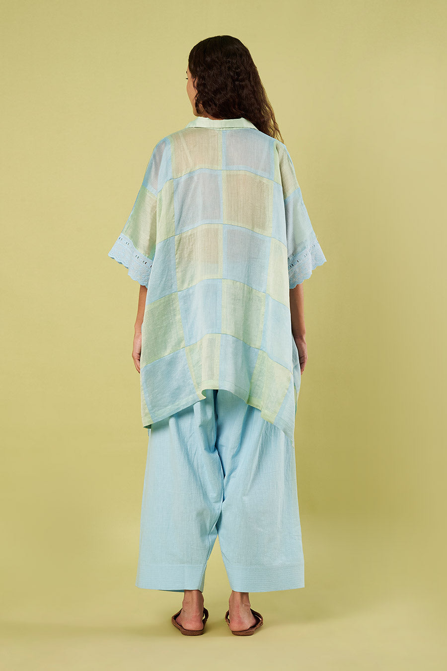 Blue Patchwork Kaftan & Farshi Salwar Set