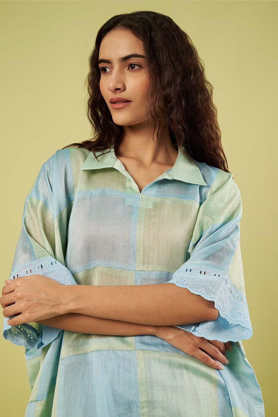 Blue Patchwork Kaftan & Farshi Salwar Set